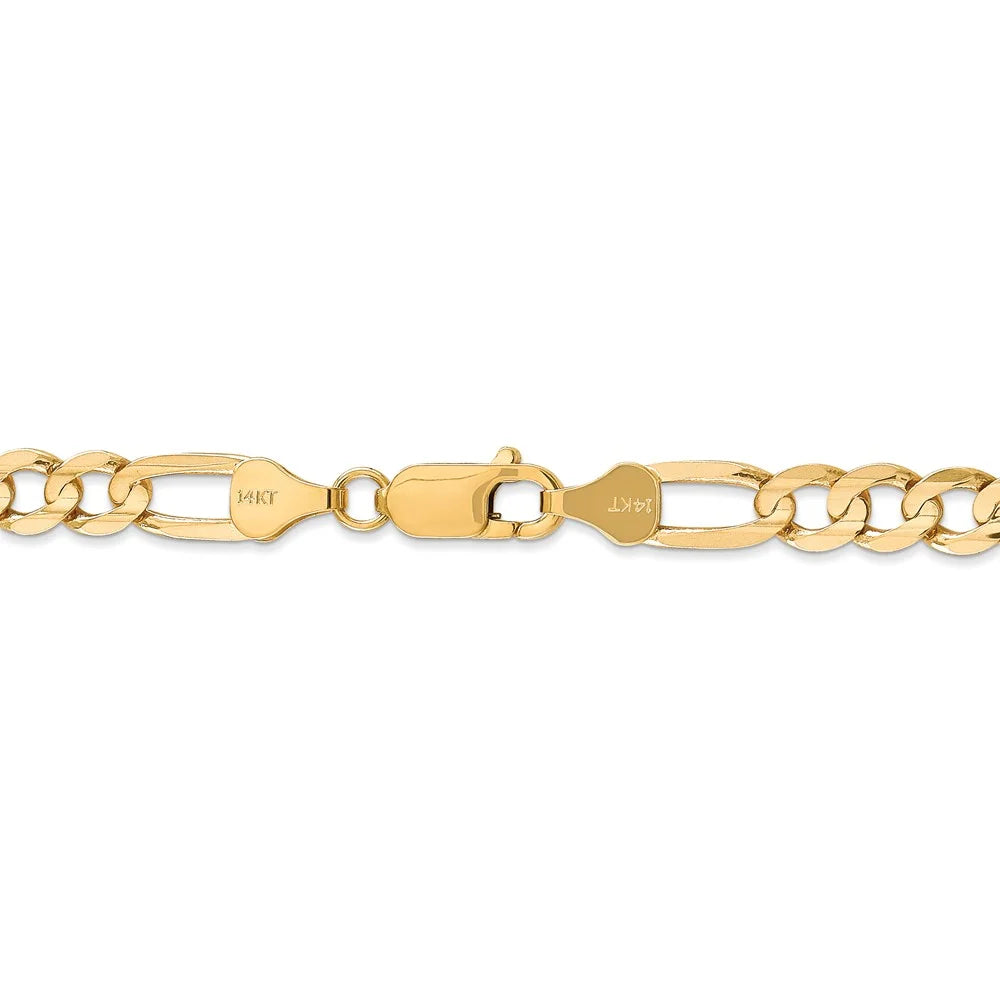 14kt Yellow Gold 6mm Open Figaro Chain 18 inch Lobster Clasp B681010