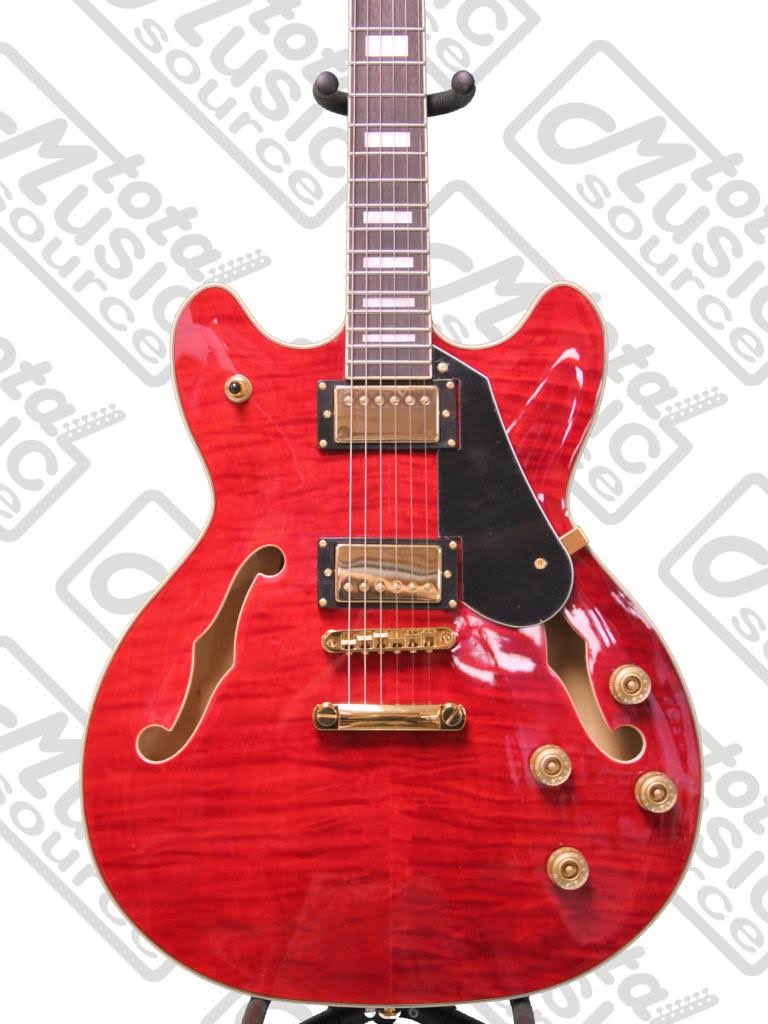 Trans Cherry Semi-Hollow Guitar E1718