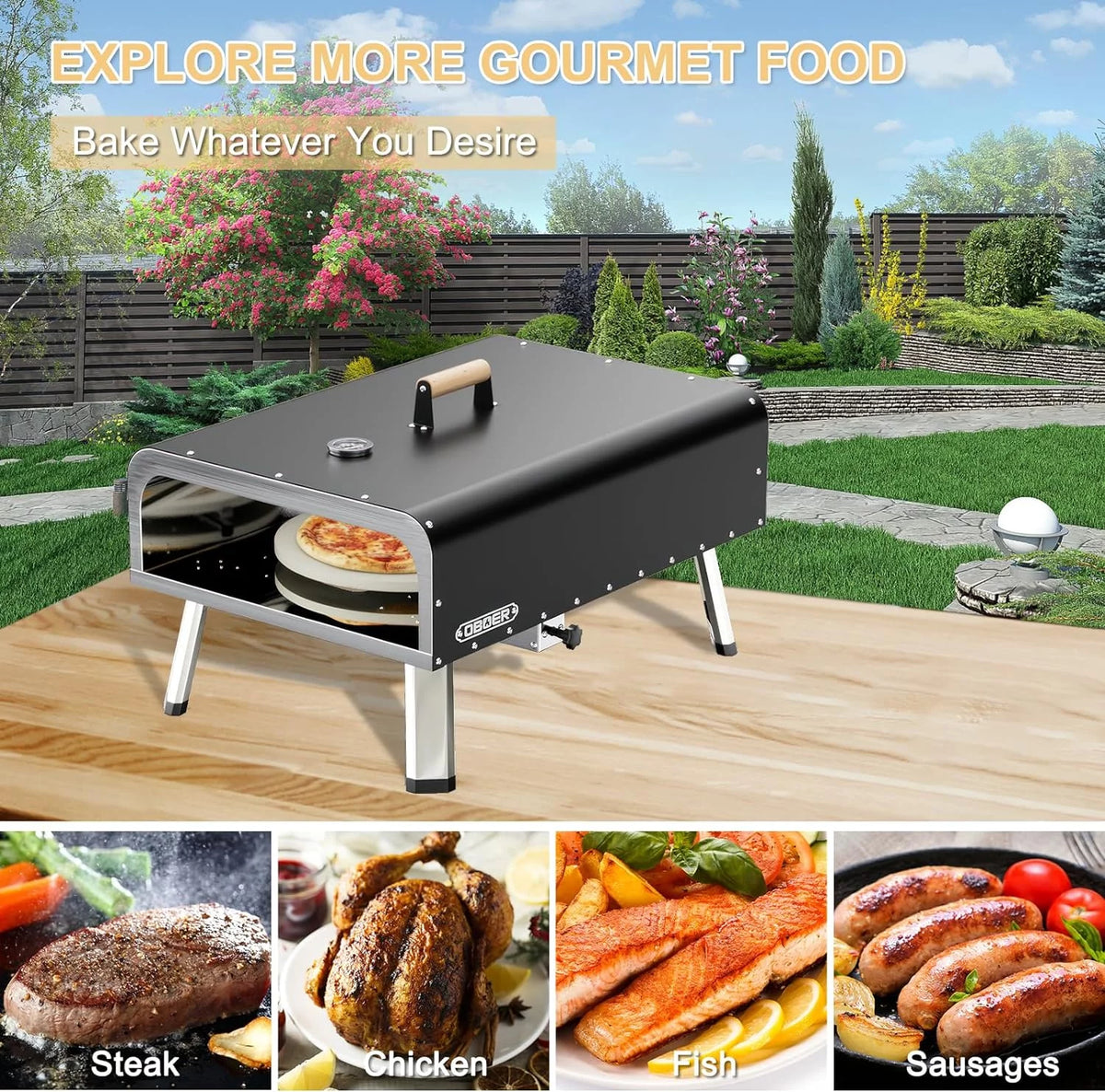 13 Multi-Fuel Rotatable Portable Pizza Oven N21762