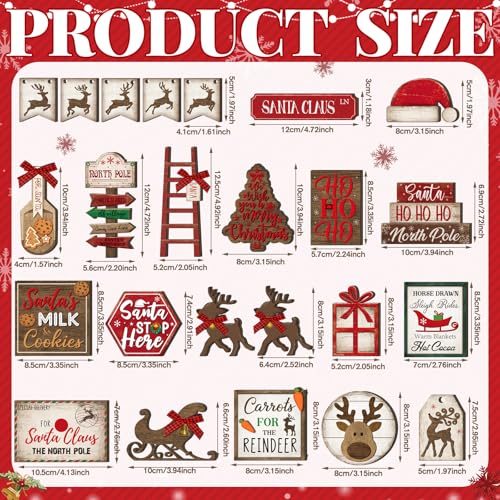 24 Pcs Christmas Tiered Tray Decorations Set with 2 Tiered Tray Stand X807