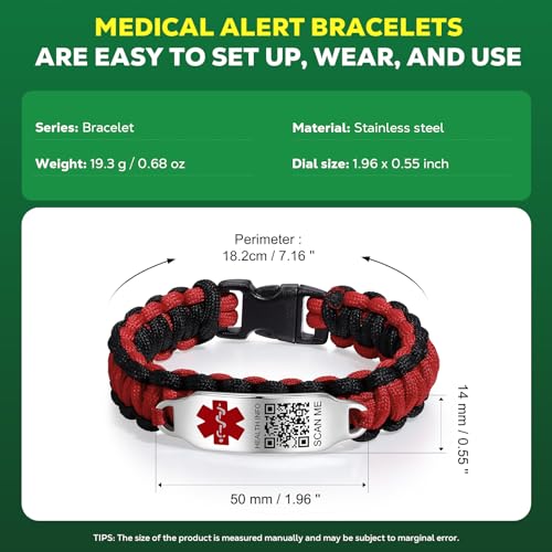 Nylon Waterproof Medical Alert ID Bracelets W101