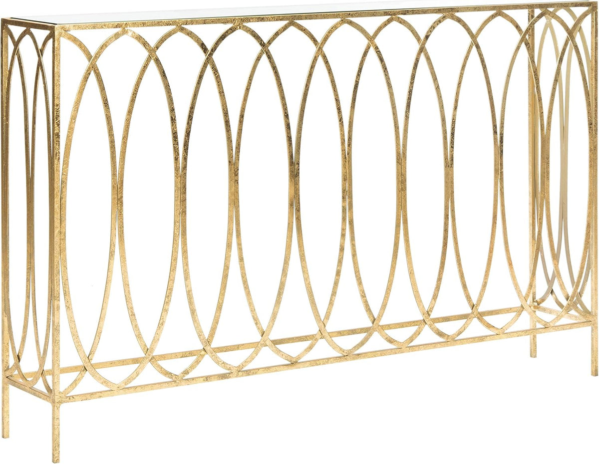 Gold Foil and Glass Console Table H788
