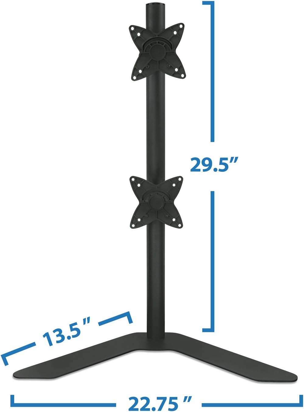 Dual Monitor Stand Vertical Stack Free Standing Desk Mount Adjustable Height Black B3366