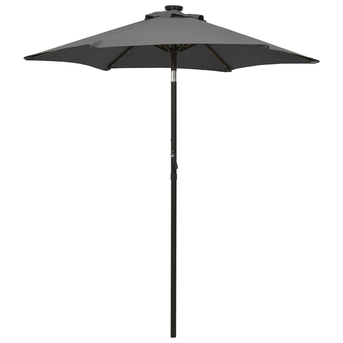 Anthracite Garden Folding Beach Umbrella with LED Lights and Aluminum Pole A366567