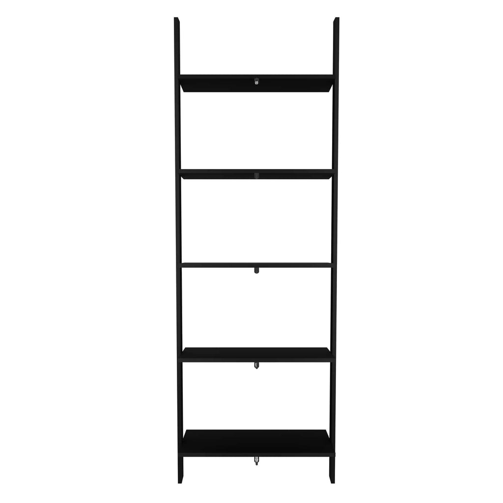 Black 5-Shelf Floating Ladder Bookcase V6452