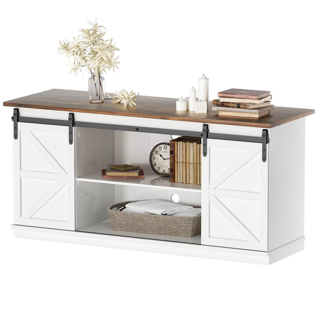 White Sliding Barn Door TV Stand J753077