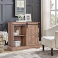 Farmhouse Storage Chest with Sliding Barn Door and Metal Knob, 31.5L x 13.8W x 28.1H, Burlywood C8714