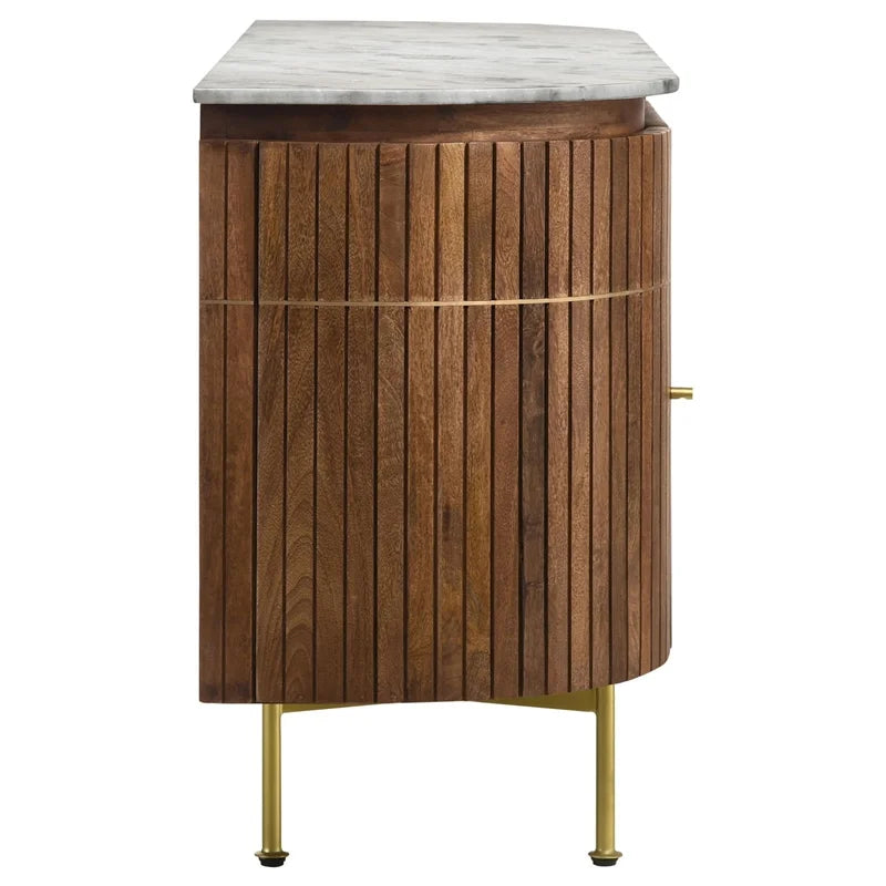White and Natural Marble Top 4-door Dining Sideboard N266