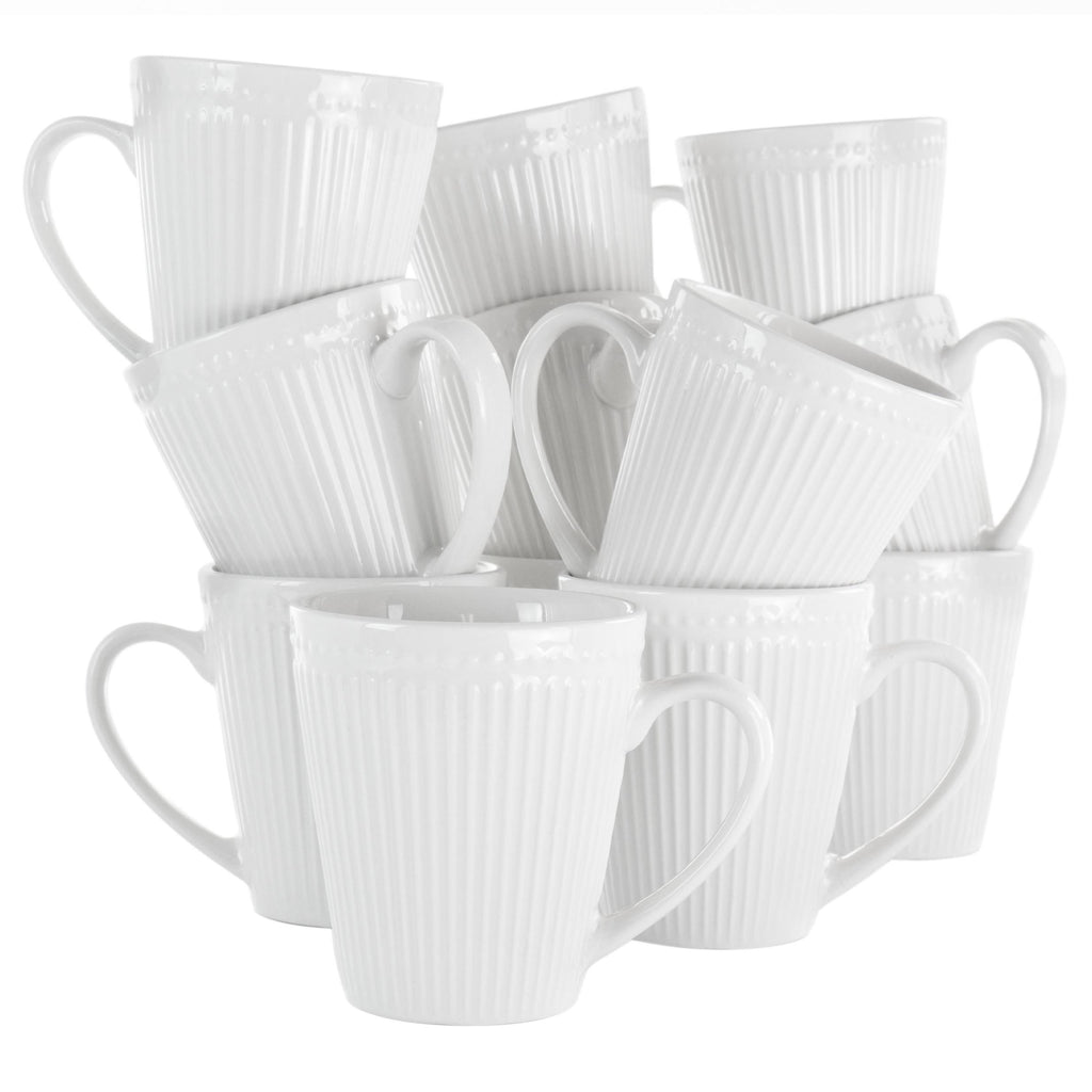 12 Piece Porcelain Mug Set in White H284
