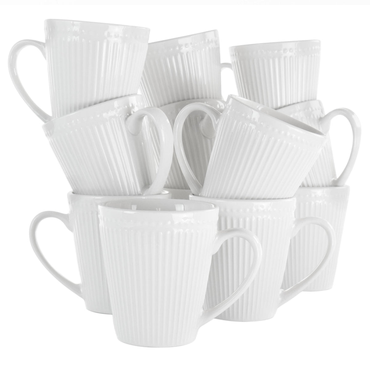 12 Piece Porcelain Mug Set in White H284