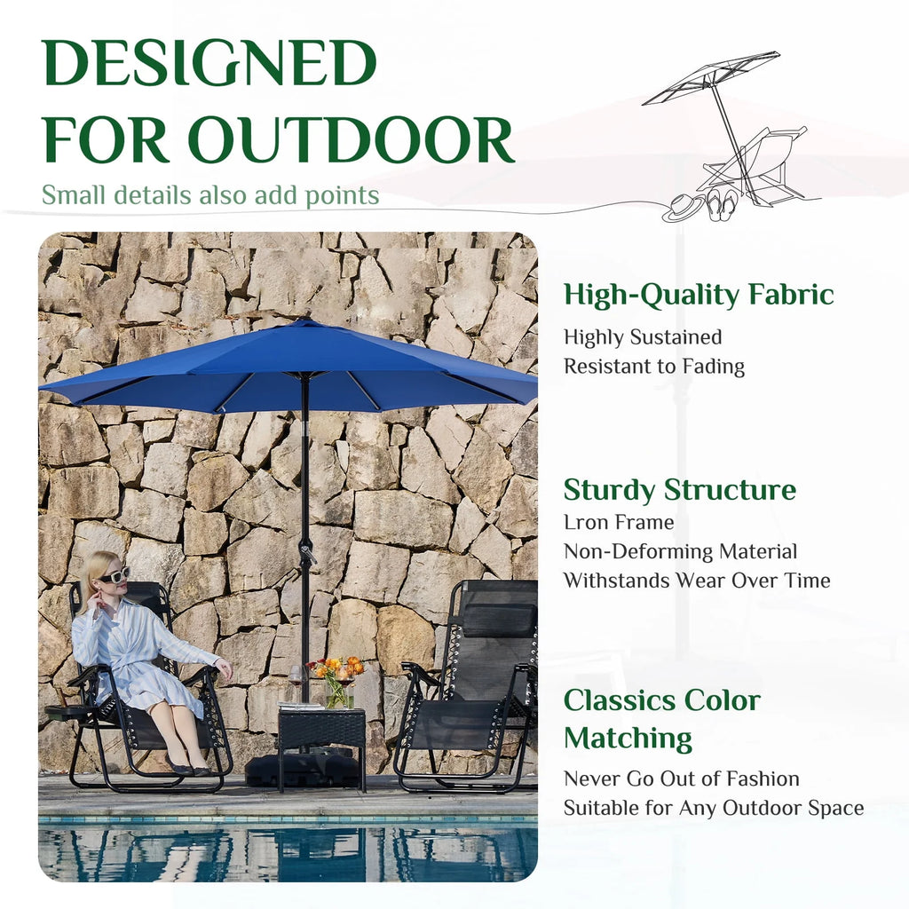 9-Ft Outdoor Patio Umbrella with Push Button Tilt and Crank W684