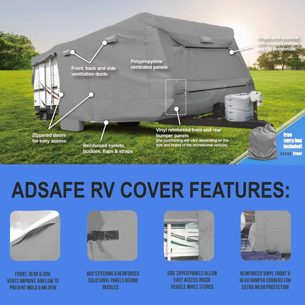 RV Cover, Extra-Thick 4 Layers Anti-UV Top Panel, Fits 33'- 37' Motorhome X2736