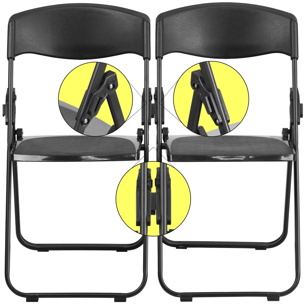 2 Pack Heavy Duty Black Plastic Folding Chair A652144