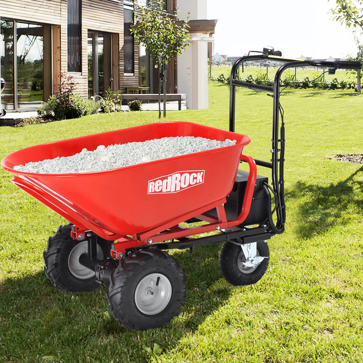 Electric Wheelbarrow Utility Cart 48V28Ah 500W 500lbs Capacity Steel W122