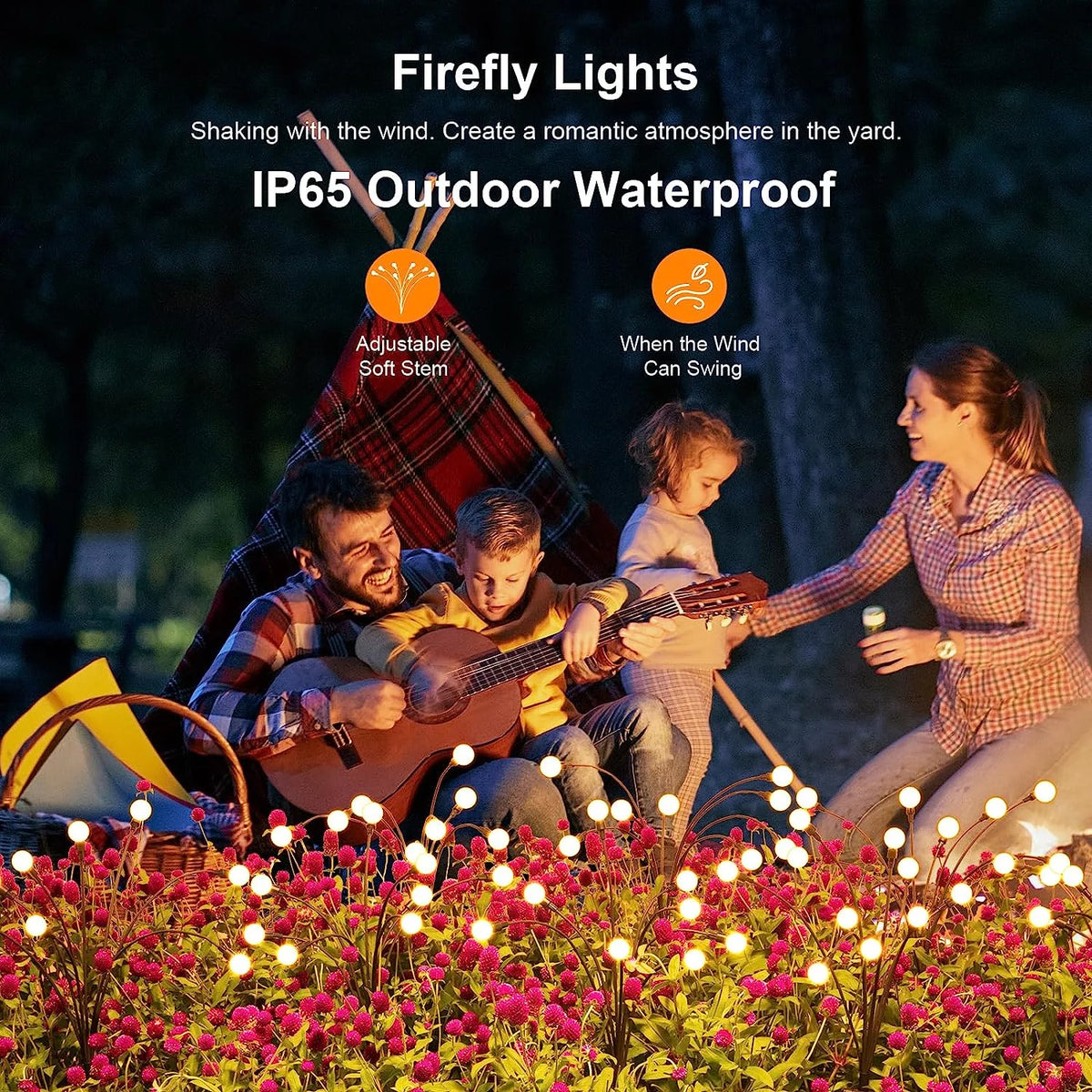 4 Pack 8 LED Solar Powered Waterproof Decorative Garden Lights O584918