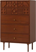 5 Drawer Wood Dresser with Gold Handles Y530317