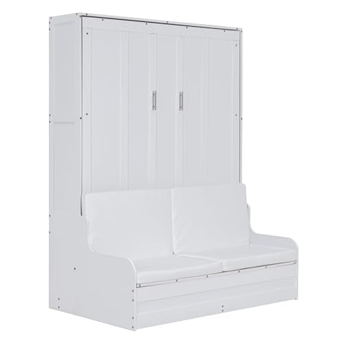 Queen Size Grey Murphy Bed with Sofa and Cushion A29860