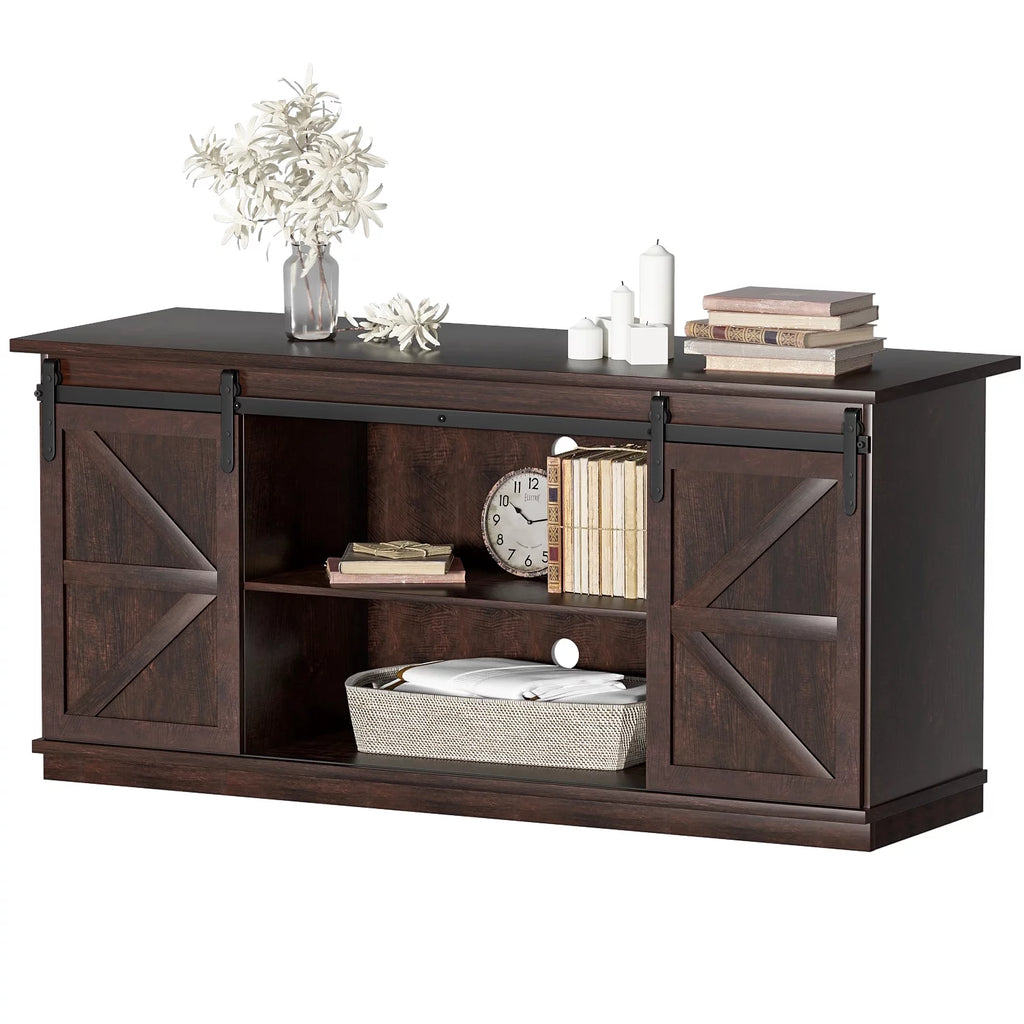 White Sliding Barn Door TV Stand J753077