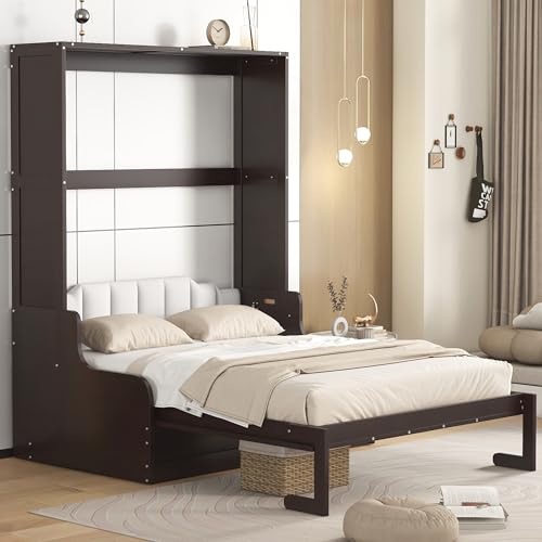 Queen Size Grey Murphy Bed with Sofa and Cushion A29860