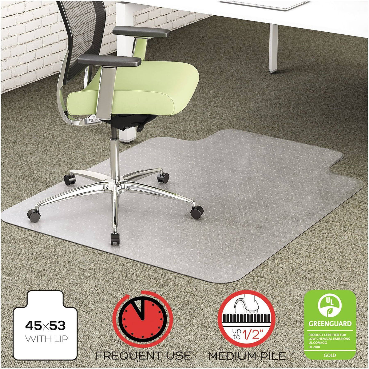 Recycled Chair Mat for Med Pile Carpet, 45x53 O687550