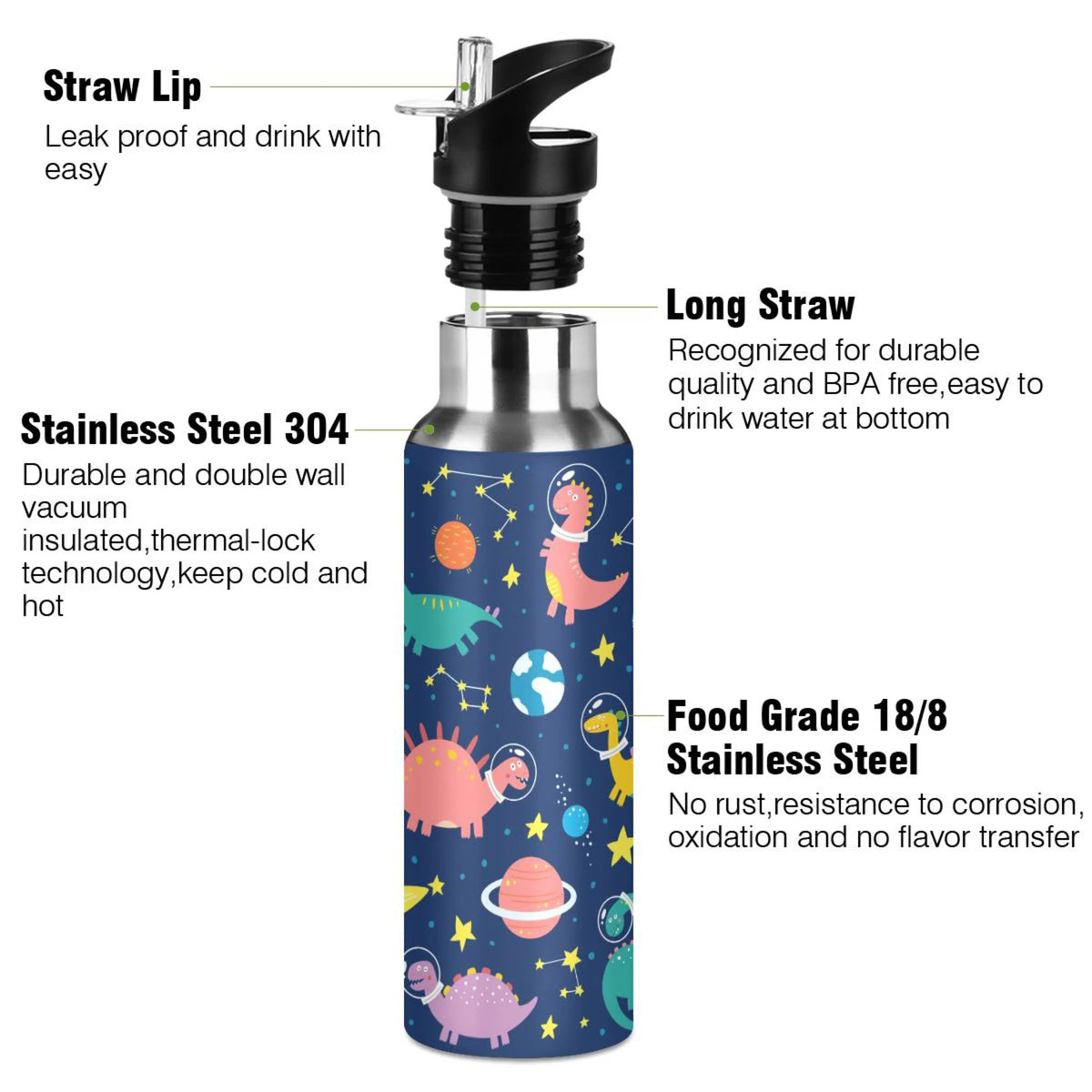 Stainless Steel Insulated Water Bottle with Straw Lid Q85942