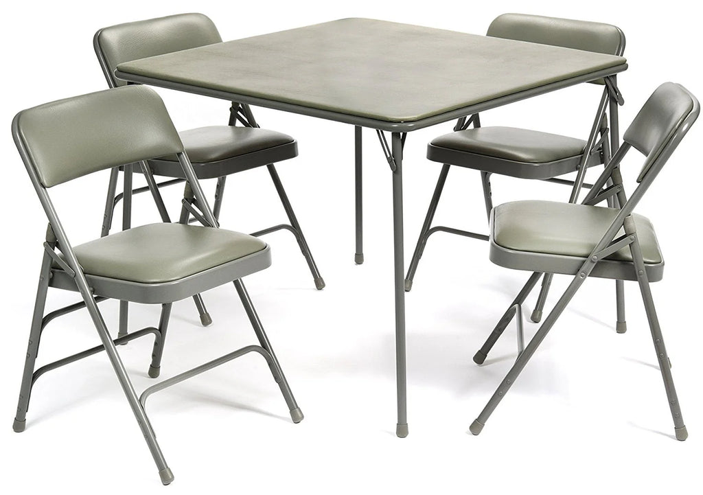 5pc Folding Card Table and Chair Set Black U946
