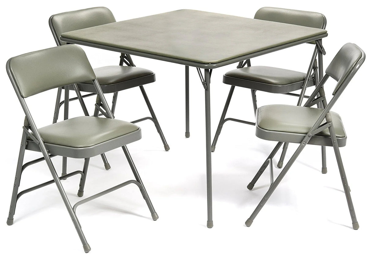 5pc Folding Card Table and Chair Set Black U946