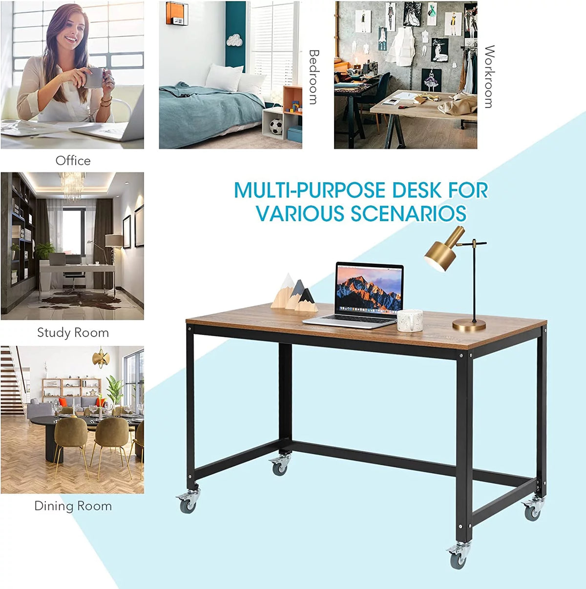 Mobile Rolling Desk with 4 Wheels Q633