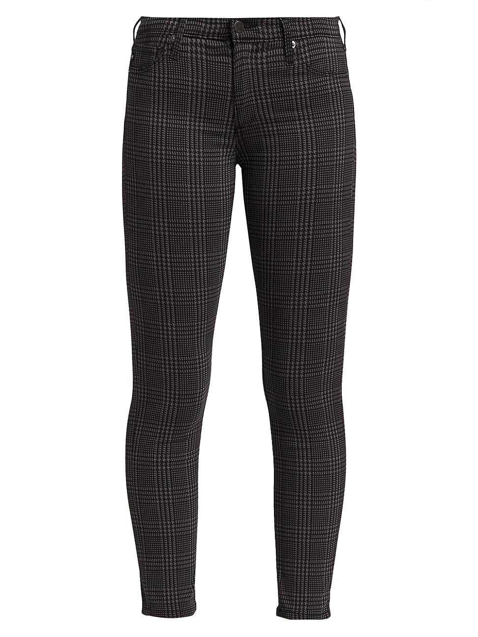 26 28 Houndstooth Plaid Ankle Jeans O112