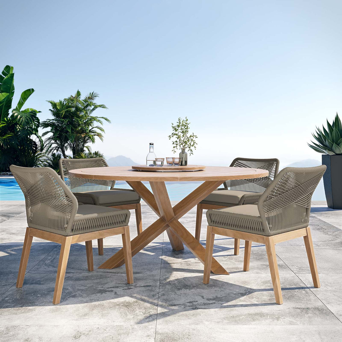 5-Piece Teak Wood Outdoor Dining Set M372