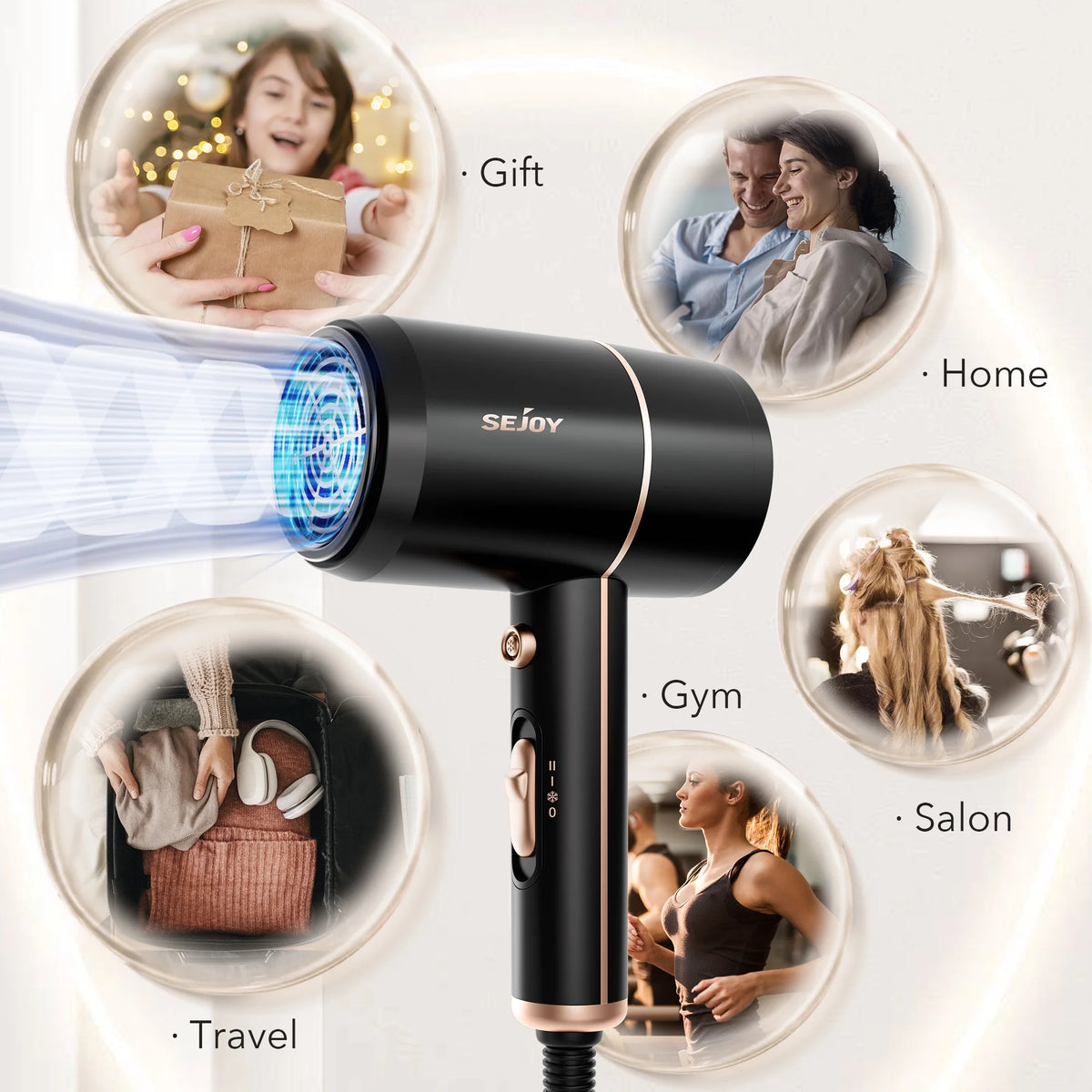 Black 1800W Ionic Hair Dryer U6774