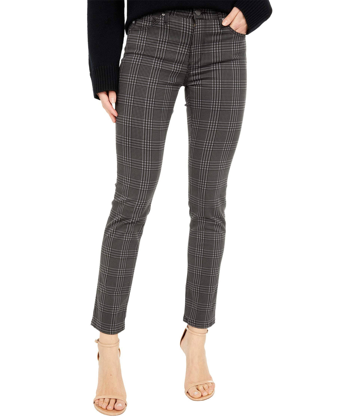 26 28 Houndstooth Plaid Ankle Jeans O112