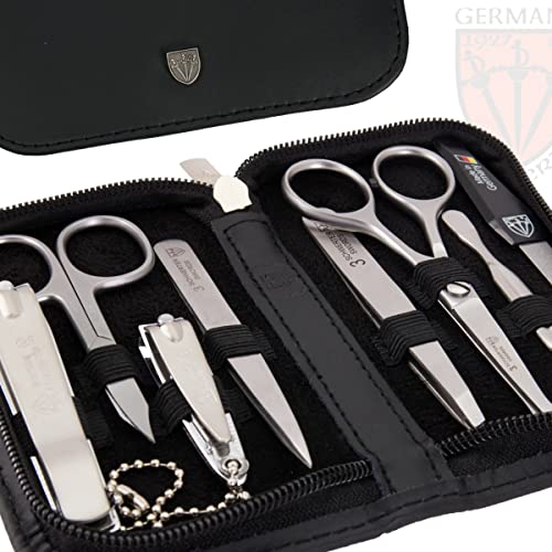 8 piece manicure pedicure grooming kit set synthetic leather case white Q21917