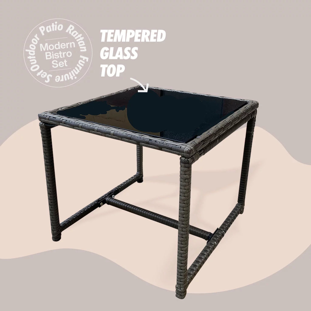 3-Piece Rattan Outdoor Furniture Set with Glass Coffee Table I539463