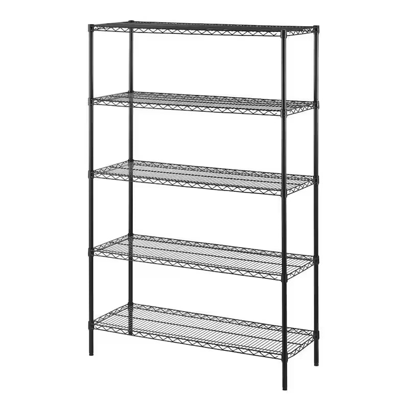 Black 5-Tier Heavy Duty Steel Wire Shelving Unit F471