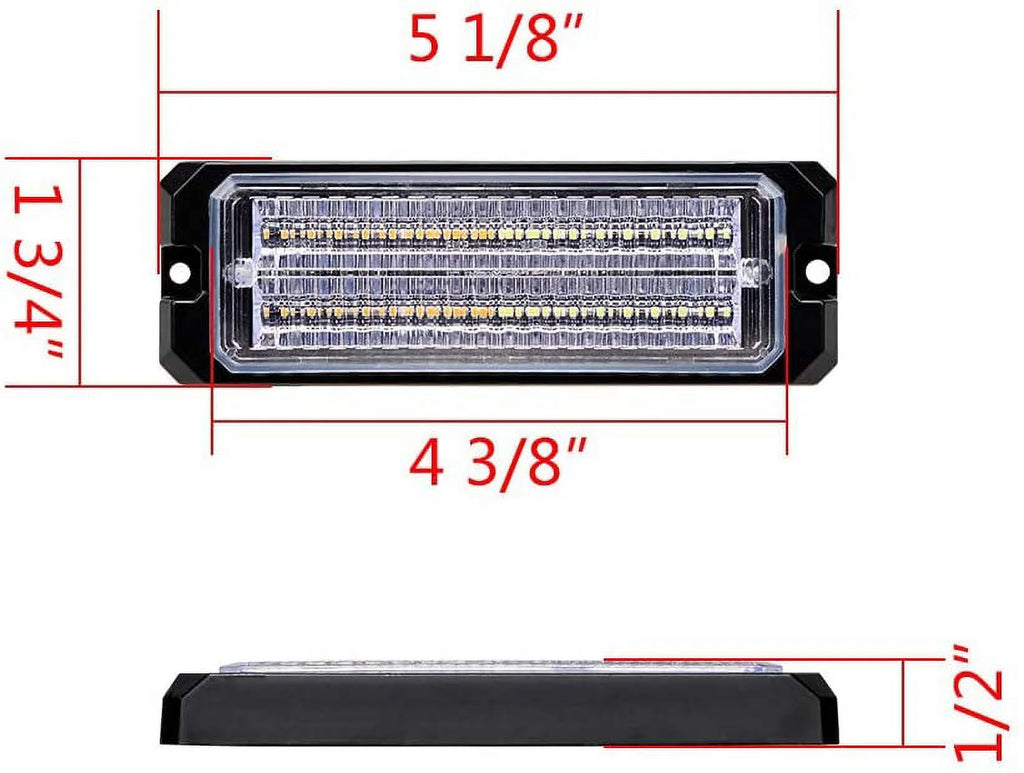 Amber-White-Amber Emergency Beacon Strobe Light 88-LED 88W 32-LED 96W IP68 12V-24V G79873