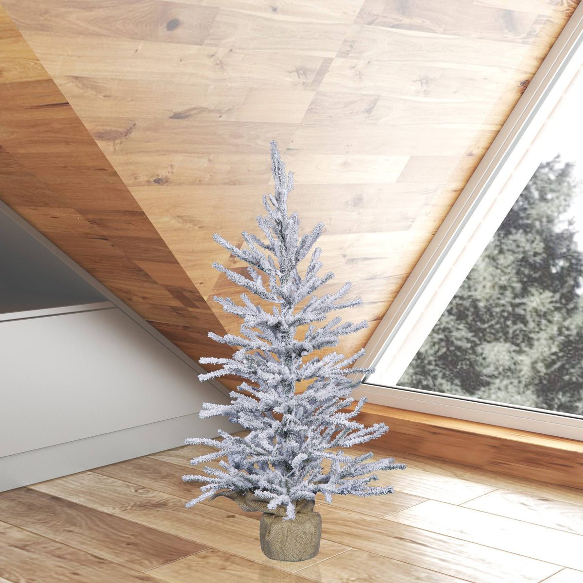 Flocked Angel Pine Artificial Christmas Tree W406