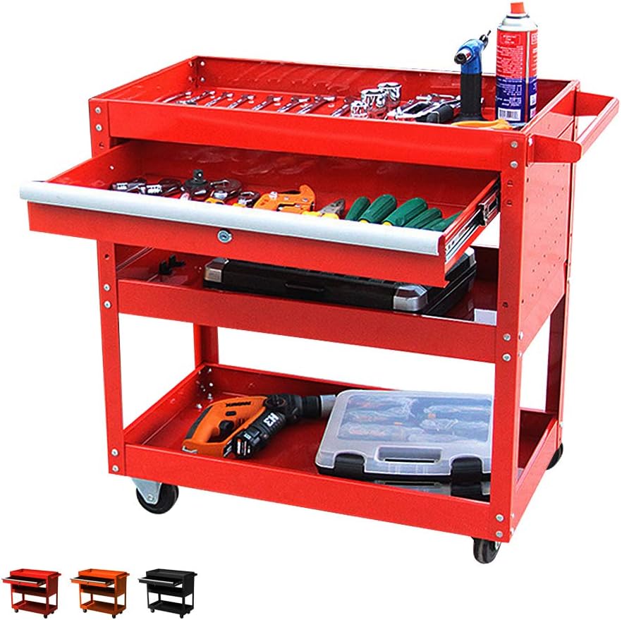 Black Rolling Tool Cart with Ball-Bearing Slides Y48969