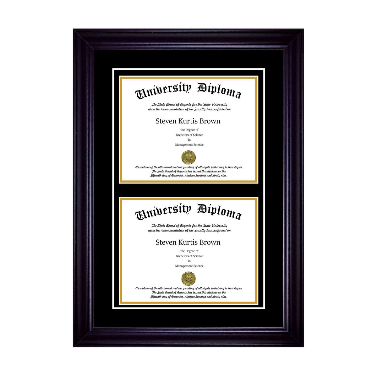 Double Diploma Frame with Double Matting for 8.5 x 11 V2188