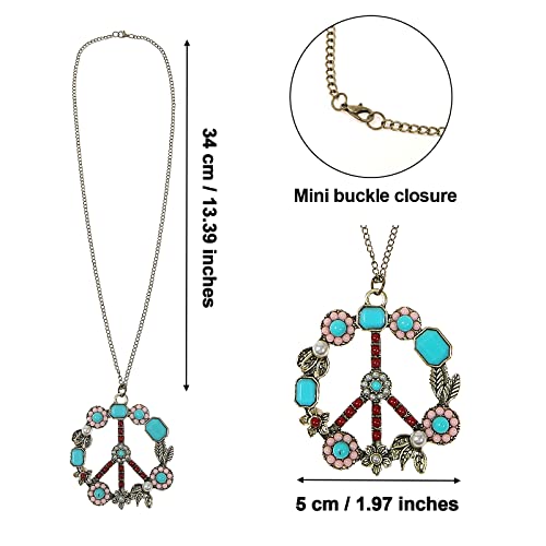3PCS Hippie Costume Set with Headband Necklace Sunglasses Q192875