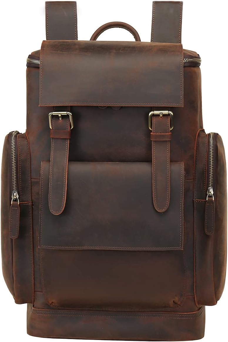 Leather 15.6 inch Laptop Backpack E8052