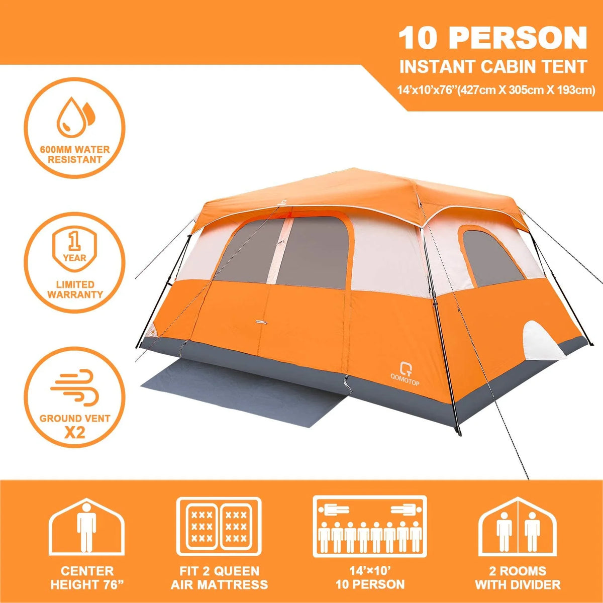 10 Person Waterproof Camping Tent B2128