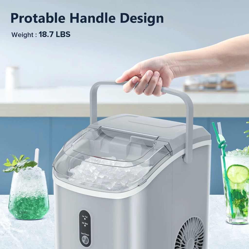 Nugget Ice Maker Countertop with Soft Chewable Pellet Ice, 34lbs/24H, Self-Cleaning, Gray S951