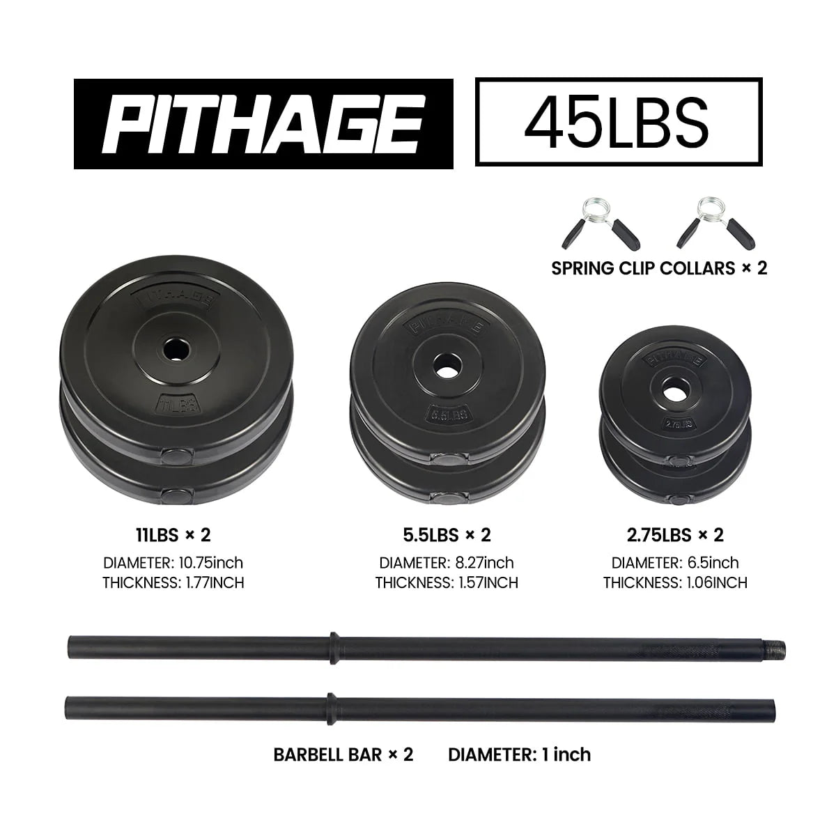 45 lbs Adjustable Barbell Weight Set C14754