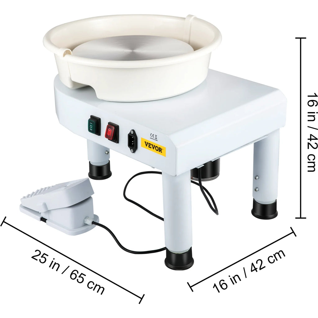 11in Ceramic Pottery Wheel with Foot Pedal and Detachable Basin N90249