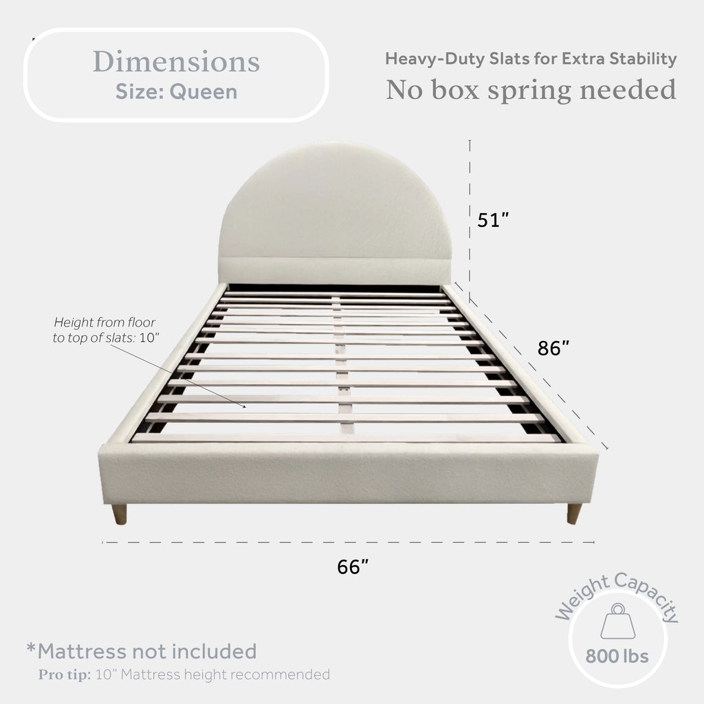 Queen Boucle Arched Headboard Platform Bed L658366