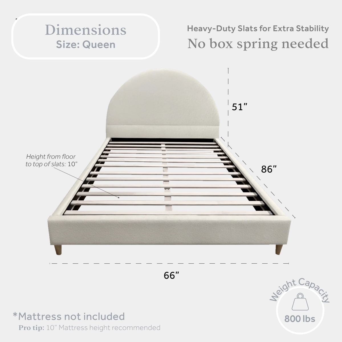 Queen Boucle Arched Headboard Platform Bed L658366