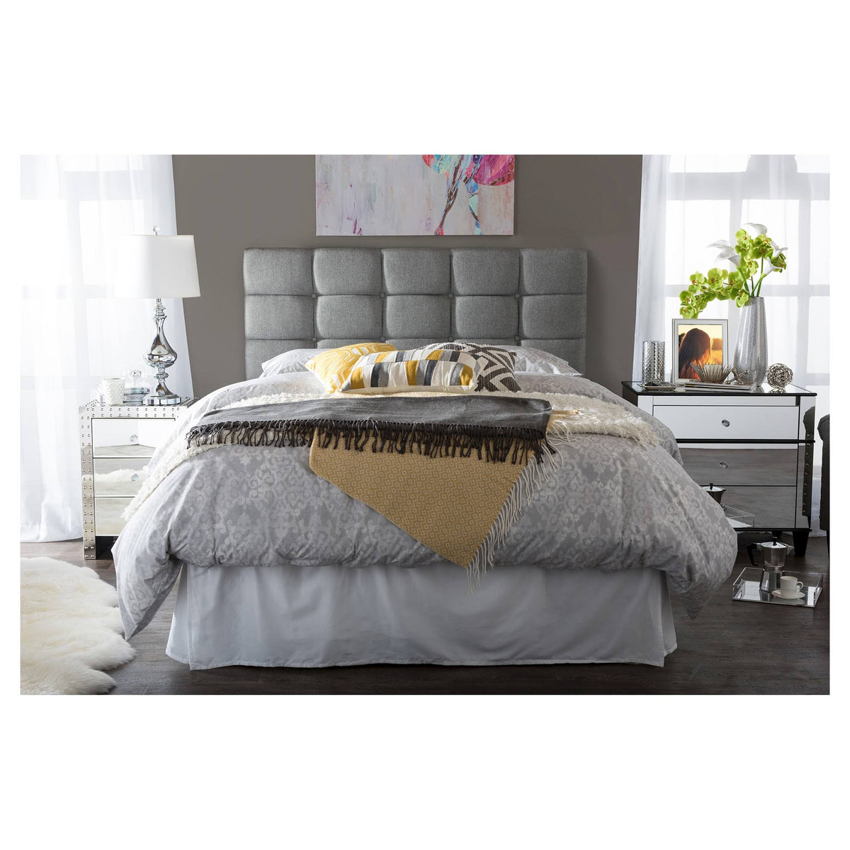 Grey Fabric Full Size Headboard C9638