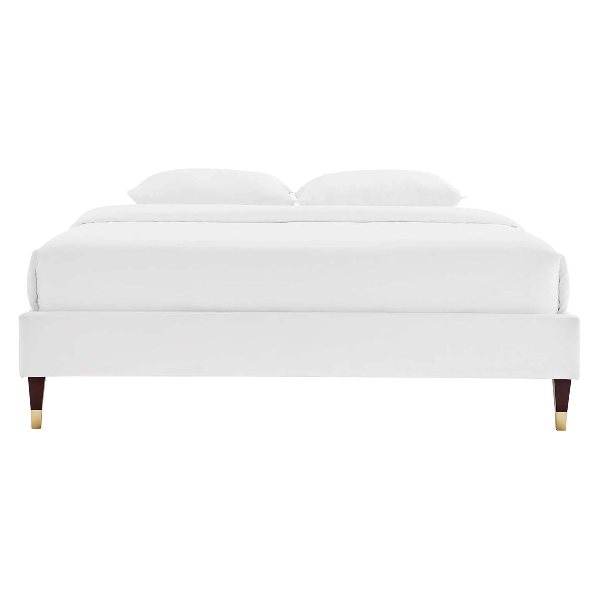 Queen Performance Velvet Platform Bed Frame in White T544166