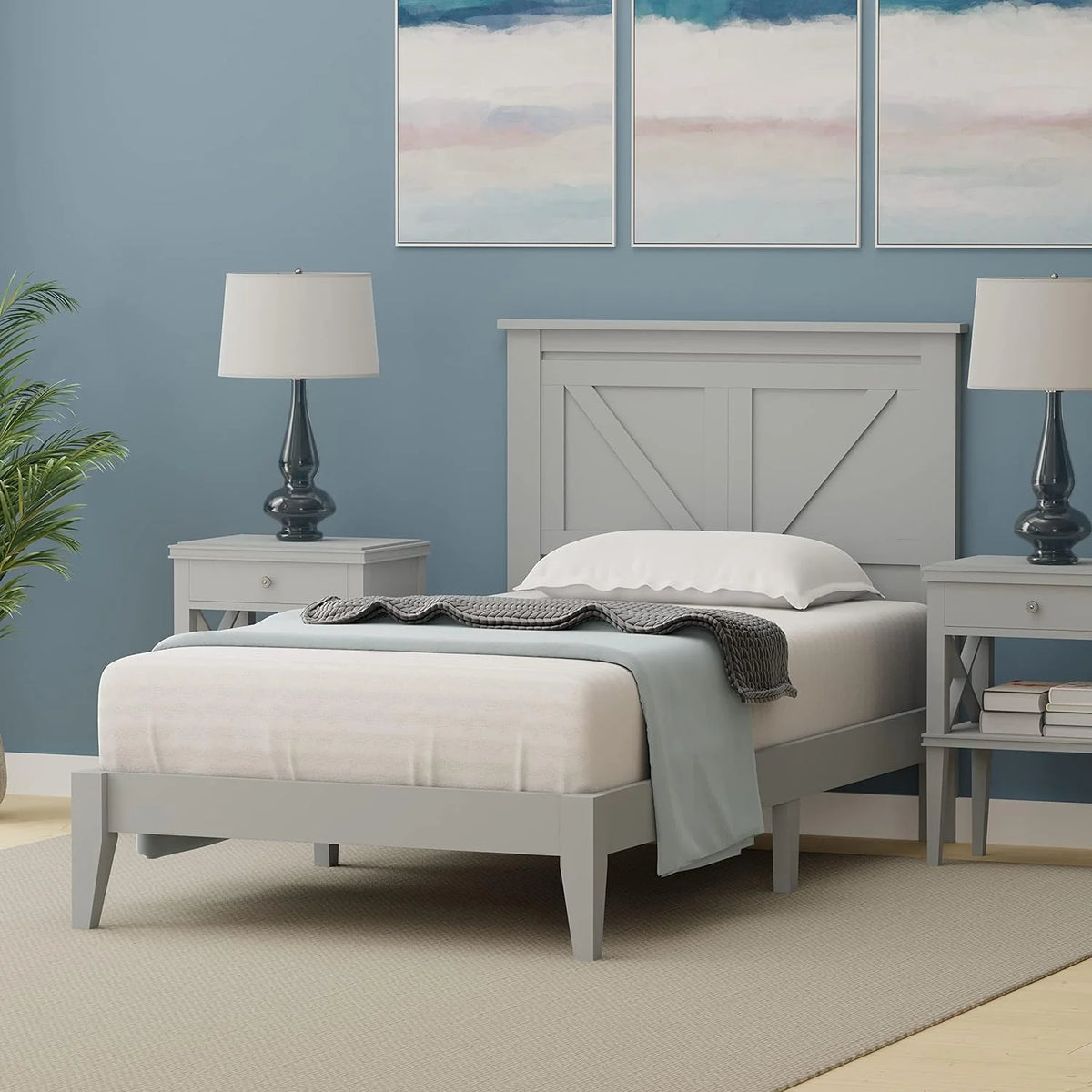 Solid Wood Platform Bed Y513734